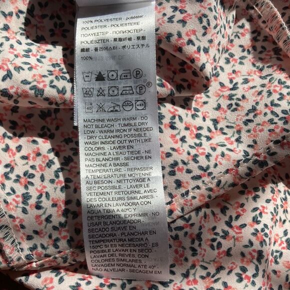 LEVIS San Francisco Pink Ditsy Floral Ruffle Crop Top Flutter Sleeve Large - Picture 9 of 11